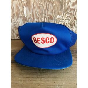 Vintage Gesco Blue Trucker Semi Hat Cap Snap Back Collectible